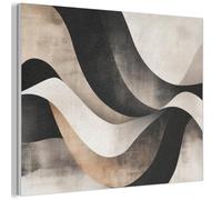MuchoWow© Décoration Murale en Feutre Art Muraux Décoratif Feutrée Chambre | 100x70 cm - Moderne Abstrait - Vagues - Noir - Vieilli