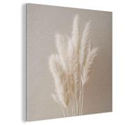 MuchoWow© Décoration Murale en Feutre Art Muraux Décoratif Feutrée Chambre | 60x60 cm - Moderne Herbe Des Pampas - Plumes - Pastel - Blanc