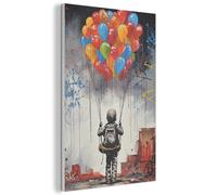 MuchoWow© Décoration Murale en Feutre Art Muraux Décoratif Feutrée Chambre | 60x90 cm - Moderne Garçon - Ballons - Bâtiments