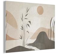 MuchoWow© Décoration Murale en Feutre Design 40x30 cm Panneau Mural Déco Salon Élément Moderne Japandi - Paysage - Beige