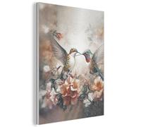 MuchoWow© Décoration Murale en Feutre Design 50x70 cm Panneau Mural Déco Salon Élément Moderne Colibri - Oiseaux - Fleurs - Nature