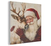 MuchoWow© Décoration Murale en Feutre Design 90x90 cm Panneau Mural Déco Salon Élément Moderne Père Noël - Renne - Christmas