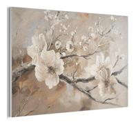 MuchoWow© Décoration Murale Feutrée Panneaux Décoratifs Muraux Déco Chambre | 60x40 cm - Élément Mural Salon Fleurs - Nature - Blanc - Floraison - Abstrait