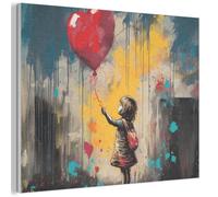 MuchoWow© Décoration Murale Feutrée Panneaux Décoratifs Muraux Déco Chambre | 80x60 cm - Élément Mural Salon Fille - Ballon - Cœur - Graffiti