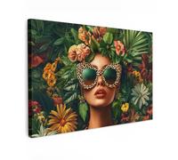 MuchoWow© Impression sur Toile Decoration Murale Peinture 120x80 cm Tableaux Art Décoratif Muraux Décoration Chambre Femme - Imprimé panthère - Jungle - Nature - Luxe