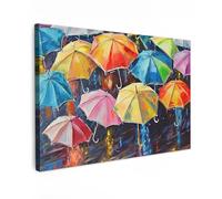 MuchoWow© Impression sur Toile Decoration Murale Peinture 120x80 cm Tableaux Decoratifs Muraux Déco Chambre Tableau Salon Parapluies - Peinture à l'huile - Art - Arc-en-ciel