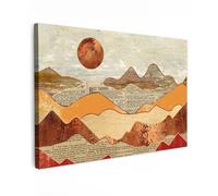 MuchoWow© Impression sur Toile Decoration Murale Peinture 120x80 cm Tableaux Decoratifs Muraux Décoration Chambre Vintage - Montagnes - Soleil - Journal - Papier