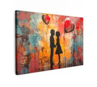 MuchoWow© Impression sur Toile Decoration Murale Peinture 120x80 cm Tableaux Decoratifs Muraux Décoration Chambre Street art - Pop art - Amour - Graffiti - Art - Banksy