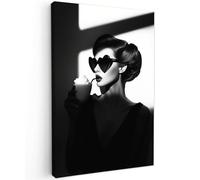 MuchoWow© Impression sur Toile Decoration Murale Peinture 20x30 cm Tableaux Decoratifs Muraux Déco Chambre Tableau Salon Femme - Noir - Coeur