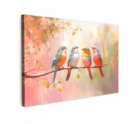 MuchoWow© Impression sur Toile Decoration Murale Peinture 30x20 cm Tableaux Decoratifs Muraux Déco Chambre Tableau Salon Oiseaux - coloré - Branche