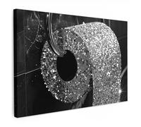 MuchoWow© Impression sur Toile Decoration Murale Peinture 30x20 cm Tableaux Decoratifs Muraux Déco Chambre Tableau Salon WC - Toilette - Paillettes - Noir et blanc