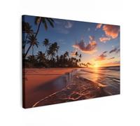 MuchoWow© Impression sur Toile Decoration Murale Peinture 30x20 cm Tableaux Decoratifs Muraux Déco Chambre Tableau Salon Coucher de soleil - Mer - Horizon - Plage - Palmiers