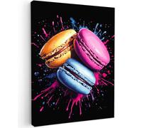 MuchoWow© Impression sur Toile Decoration Murale Peinture 30x40 cm Tableaux Decoratifs Muraux Déco Chambre Tableau Salon Macarons - Dessert - Graffiti - Coloré - Rose - Bleu - Jaune