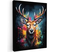 MuchoWow© Impression sur Toile Decoration Murale Peinture 30x40 cm Tableaux Decoratifs Muraux Déco Chambre Tableau Salon Cerf - Graffiti - Animaux - Couleurs