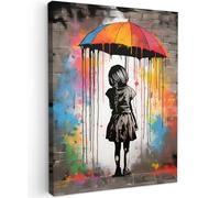 MuchoWow© Impression sur Toile Decoration Murale Peinture 30x40 cm Tableaux Decoratifs Muraux Décoration Chambre Fille - Art - Parapluie - Graffiti - Couleurs - Mur