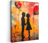 MuchoWow© Impression sur Toile Decoration Murale Peinture 30x40 cm Tableaux Decoratifs Muraux Décoration Chambre Street art - Pop art - Amour - Graffiti - Art - Banksy