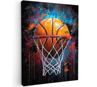 MuchoWow© Impression sur Toile Decoration Murale Peinture 30x40 cm Tableaux Decoratifs Muraux Décoration Chambre Graffiti - basket - sport - noir - street art - Banksy