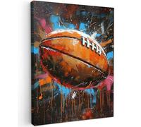 MuchoWow© Impression sur Toile Decoration Murale Peinture 30x40 cm Tableaux Decoratifs Muraux Décoration Chambre Graffiti - Rugby - Coloré - Ballon de rugby - Banksy