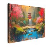 MuchoWow© Impression sur Toile Decoration Murale Peinture 40x30 cm Tableaux Art Décoratif Muraux Décoration Chambre Graffiti - Jardin Japonais - Coloré - Japon - Street Art