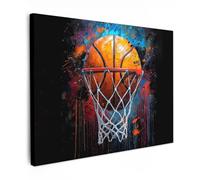 MuchoWow© Impression sur Toile Decoration Murale Peinture 40x30 cm Tableaux Decoratifs Muraux Décoration Chambre Graffiti - basket - sport - noir - street art - Banksy