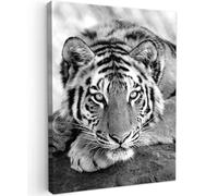 MuchoWow© Impression sur Toile Decoration Murale Peinture 50x70 cm Tableau Art Décoratif Muraux Décoration Chambre Lion - Félins - Noir et blanc - Animaux