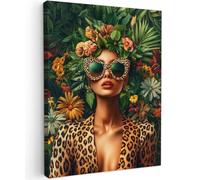 MuchoWow© Impression sur Toile Decoration Murale Peinture 50x70 cm Tableaux Art Décoratif Muraux Décoration Chambre Femme - Imprimé panthère - Jungle - Nature - Luxe