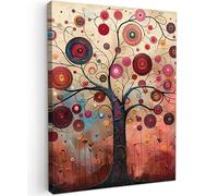 MuchoWow© Impression sur Toile Decoration Murale Peinture 50x70 cm Tableaux Decoratifs Muraux Décoration Chambre Arbre de vie - Fleurs - Rose - Hippie - Art