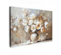 MuchoWow© Impression sur Toile Decoration Murale Peinture 60x40 cm Tableaux Decoratifs Muraux Déco Chambre Tableau Salon Vase - Fleurs - Art - Or