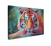 MuchoWow© Impression sur Toile Decoration Murale Peinture 60x40 cm Tableaux Decoratifs Muraux Décoration Chambre Tigre - Peinture à l'huile - Animaux - Art