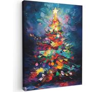 MuchoWow© Impression sur Toile Decoration Murale Peinture 60x80 cm Tableaux Decoratifs Muraux Déco Chambre Cadeau Noel Tableau Salon Arbre de Noël - Noël - Abstrait - Coloré