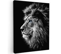 MuchoWow© Impression sur Toile Decoration Murale Peinture 60x80 cm Tableaux Decoratifs Muraux Décoration Chambre Lion - Noir et blanc - Animaux - Industriel
