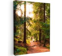 MuchoWow© Impression sur Toile Decoration Murale Peinture 60x80 cm Tableaux Decoratifs Muraux Décoration Chambre Forêt - Chemin - Arbre - Vert - Soleil - Nature