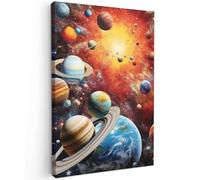 MuchoWow© Impression sur Toile Decoration Murale Peinture 60x90 cm Tableaux Art Décoratif Muraux Décoration Chambre Planètes - Univers - Néon - Espace