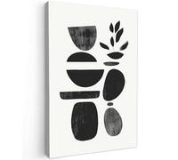 MuchoWow© Impression sur Toile Decoration Murale Peinture 60x90 cm Tableaux Decoratifs Muraux Déco Chambre Tableau Salon Japandi - Noir - Abstrait