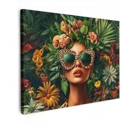 MuchoWow© Impression sur Toile Decoration Murale Peinture 70x50 cm Tableaux Art Décoratif Muraux Décoration Chambre Femme - Imprimé panthère - Jungle - Nature - Luxe