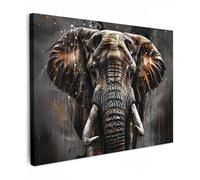 MuchoWow© Impression sur Toile Decoration Murale Peinture 70x50 cm Tableaux Art Décoratif Muraux Décoration Chambre Éléphant - Aquarelle - Faune et Flore - Luxe