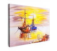 MuchoWow© Impression sur Toile Decoration Murale Peinture 70x50 cm Tableaux Decoratifs Muraux Déco Chambre Tableau Salon Bateau - Eau - Huile