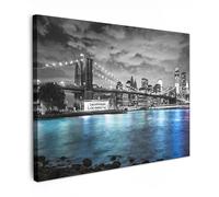 MuchoWow© Impression sur Toile Decoration Murale Peinture 70x50 cm Tableaux Decoratifs Muraux Déco Chambre Tableau Salon New York - Skyline - Ville - Bleu