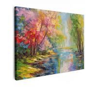 MuchoWow© Impression sur Toile Decoration Murale Peinture 70x50 cm Tableaux Decoratifs Muraux Déco Chambre Tableau Salon Peinture à l'huile - Paysage - Nature - Coloré