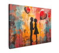 MuchoWow© Impression sur Toile Decoration Murale Peinture 70x50 cm Tableaux Decoratifs Muraux Décoration Chambre Street art - Pop art - Amour - Graffiti - Art - Banksy