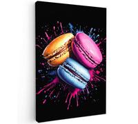 MuchoWow© Impression sur Toile Decoration Murale Peinture 80x120 cm Tableaux Decoratifs Muraux Déco Chambre Tableau Salon Macarons - Dessert - Graffiti - Coloré - Rose - Bleu - Jaune