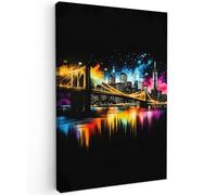 MuchoWow© Impression sur Toile Decoration Murale Peinture 80x120 cm Tableaux Decoratifs Muraux Déco Chambre Tableau Salon Horizon - Pont - Éclairage - Couleurs
