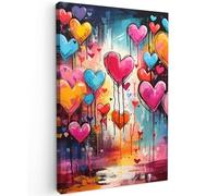 MuchoWow© Impression sur Toile Decoration Murale Peinture 80x120 cm Tableaux Decoratifs Muraux Déco Chambre Tableau Salon Coeurs - Couleurs - Art - Amour