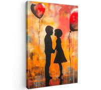 MuchoWow© Impression sur Toile Decoration Murale Peinture 80x120 cm Tableaux Decoratifs Muraux Décoration Chambre Street art - Pop art - Amour - Graffiti - Art - Banksy