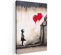 MuchoWow© Impression sur Toile Decoration Murale Peinture 80x120 cm Tableaux Decoratifs Muraux Décoration Chambre Art - Fille - Ballons - Coeur - Gris