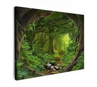 MuchoWow© Impression sur Toile Decoration Murale Peinture 80x60 cm Tableaux Decoratifs Muraux Déco Chambre Tableau Salon Jungle - Vert - Nature - Tropical - Plantes
