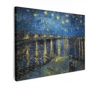 MuchoWow© Impression sur Toile Decoration Murale Peinture 80x60 cm Tableaux Decoratifs Muraux Déco Chambre Tableau Salon Van Gogh - Nuit étoilée sur le Rhône Reproductions