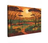 MuchoWow© Impression sur Toile Decoration Murale Peinture 90x60 cm Tableaux Art Décoratif Muraux Décoration Chambre Paysage - Africain - Soleil