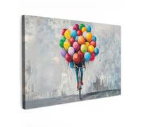 MuchoWow© Impression sur Toile Decoration Murale Peinture 90x60 cm Tableaux Decoratifs Muraux Déco Chambre Tableau Salon Ballons - Street art - Vintage