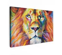MuchoWow© Impression sur Toile Decoration Murale Peinture 90x60 cm Tableaux Decoratifs Muraux Déco Chambre Tableau Salon Lion - Peinture à l'huile - Art - Animaux